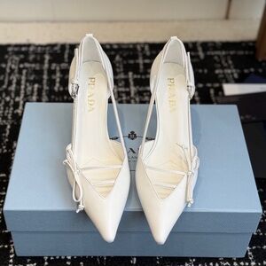 Prada White Women's Heels with Bow Detail